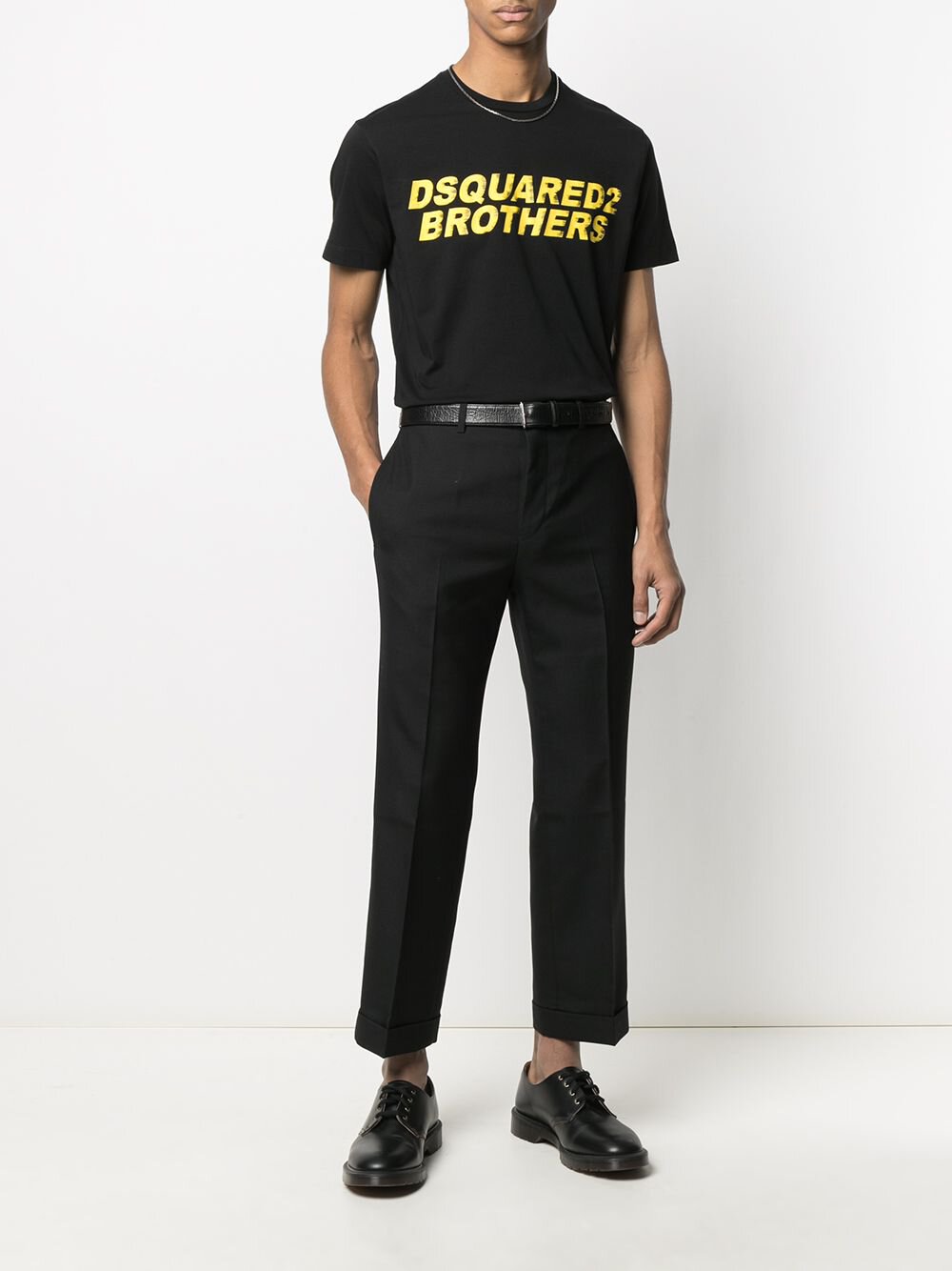 Dsquared2 Fade Logo Brothers T-Shirt Black and Yellow S74GD0825