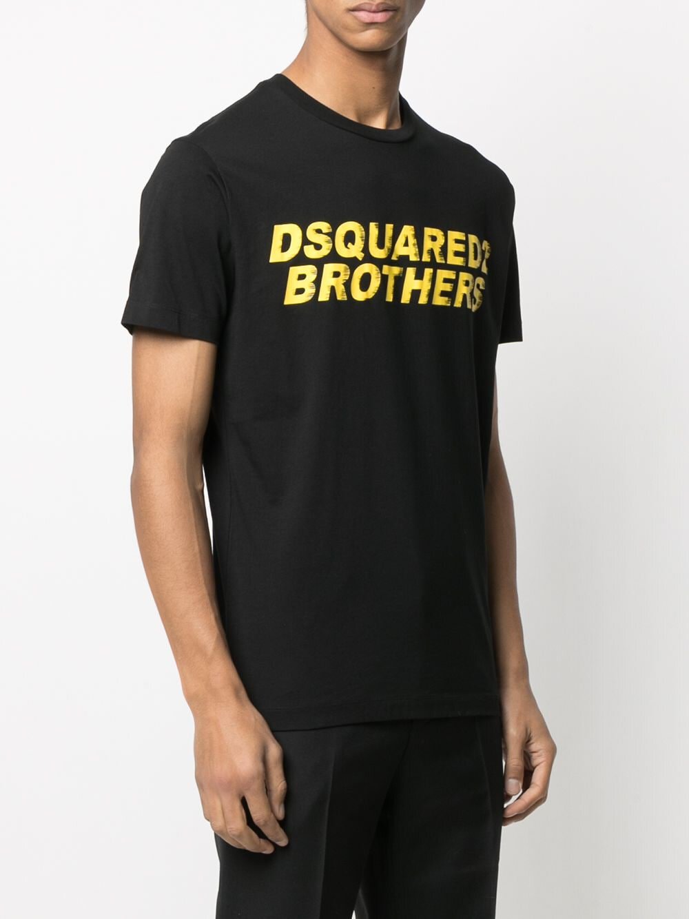 Dsquared2 Fade Logo Brothers T-Shirt Black and Yellow S74GD0825