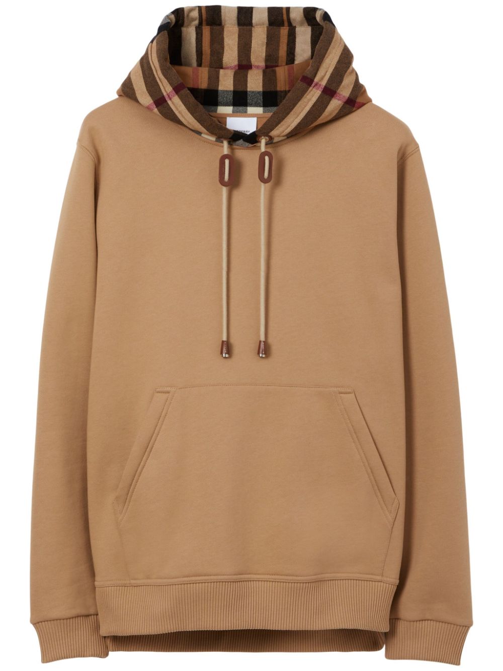 Burberry Check Trim Hooded Sweatshirt Camel Brown 8045006