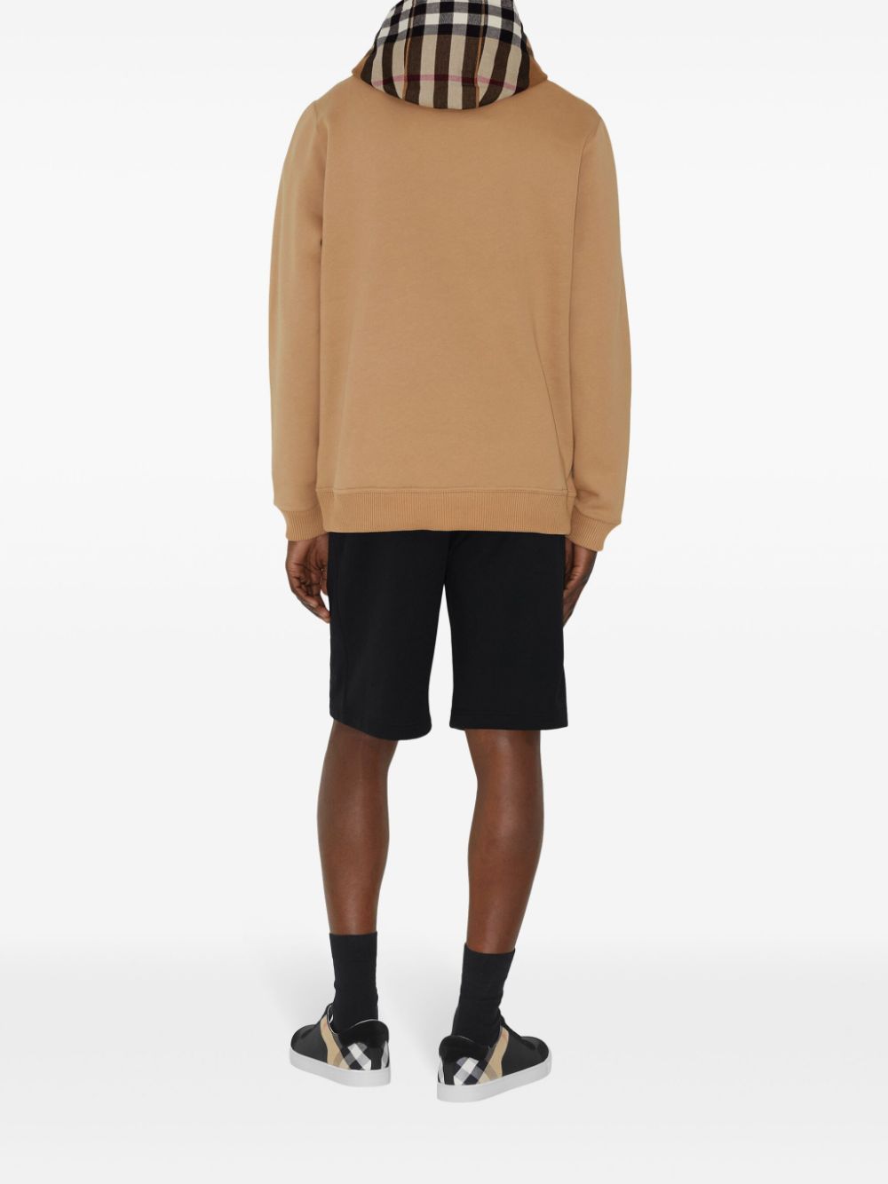 Burberry Check Trim Hooded Sweatshirt Camel Brown 8045006