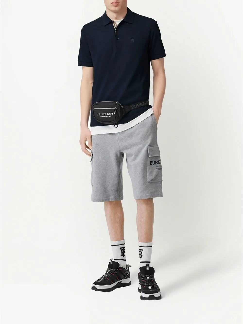 Burberry Monogram Polo Shirt Navy Blue 8055227