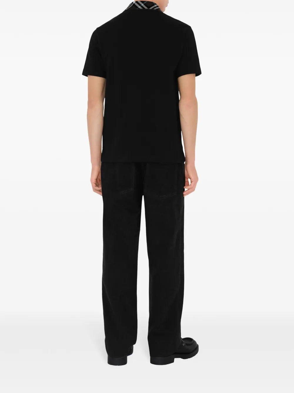 Burberry Checked Collar Polo Shirt Black 8103865