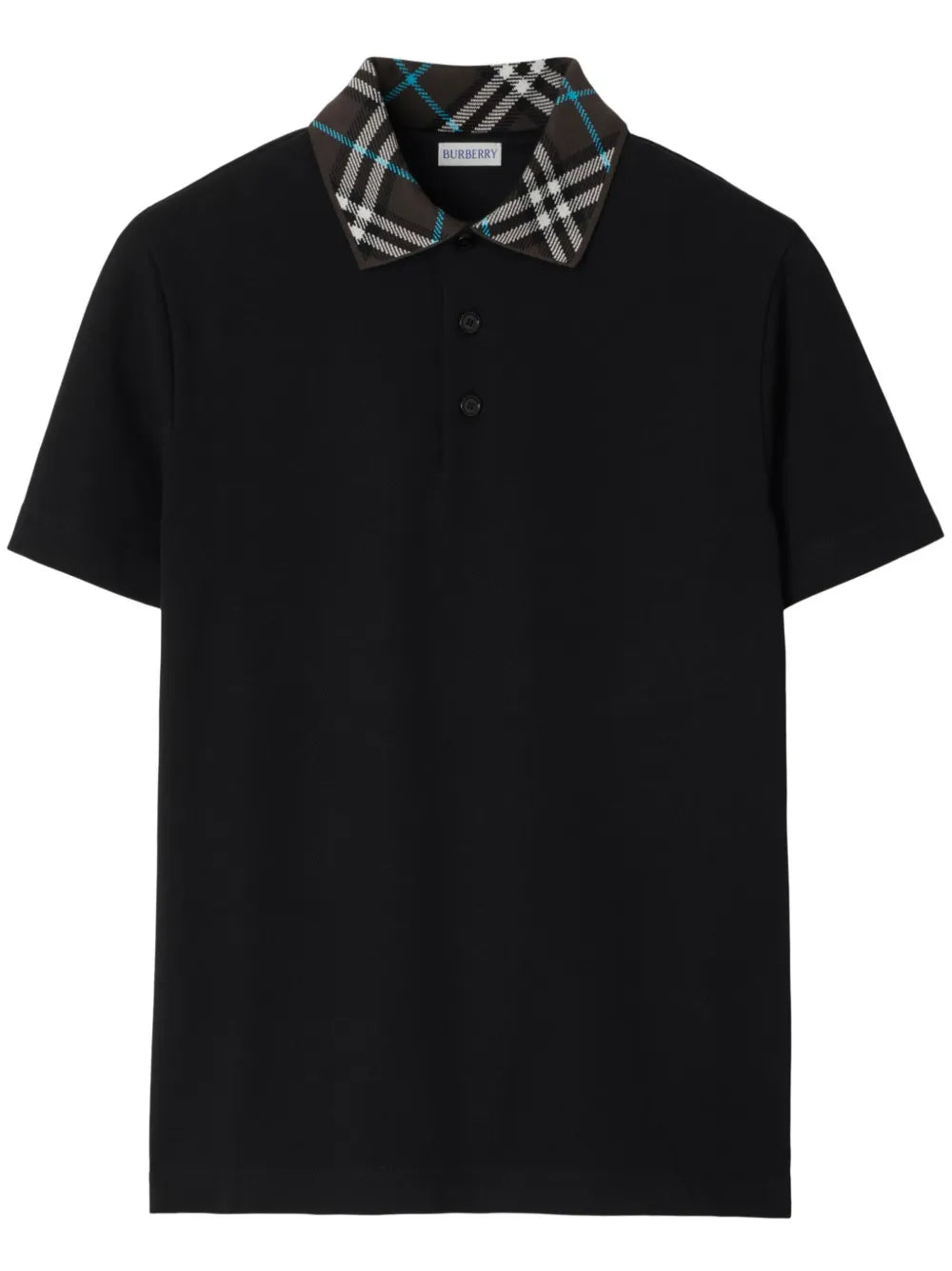 Burberry Checked Collar Polo Shirt Black 8103865
