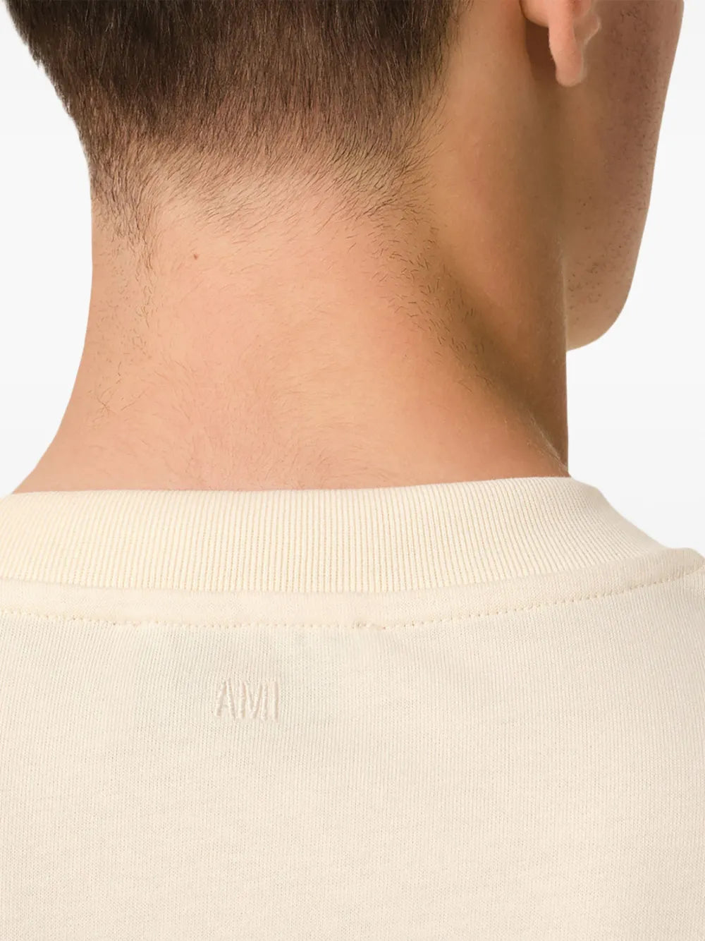 AMI Paris Heart Patch T-Shirt Beige