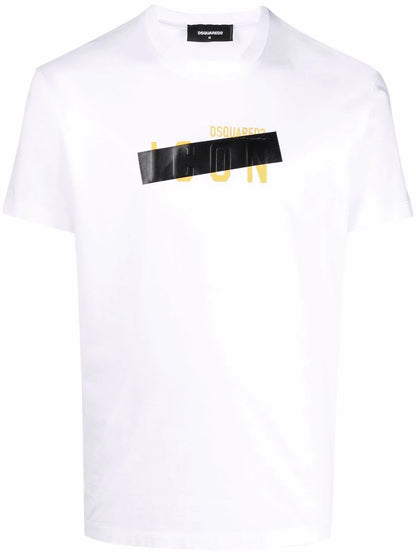 Dsquared2 Yellow Tape Detail Icon T-Shirt White S79GC0035