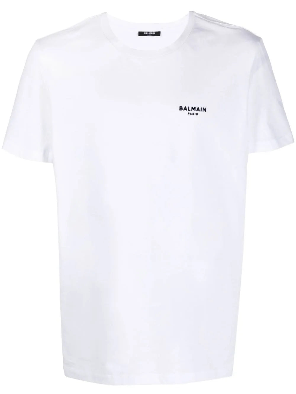 Balmain Small Flocked Logo Embroidered Cotton T-Shirt – White XH1EF000 BB04