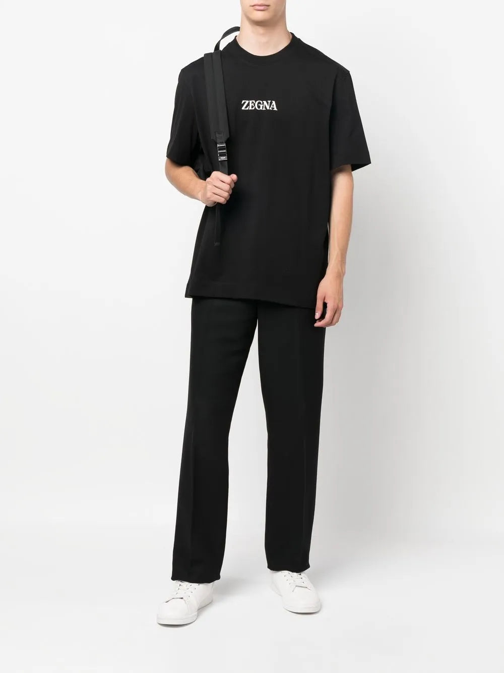 Zegna Logo Print T-Shirt Black