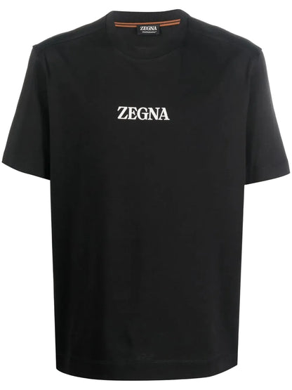 Zegna Logo Print T-Shirt Black