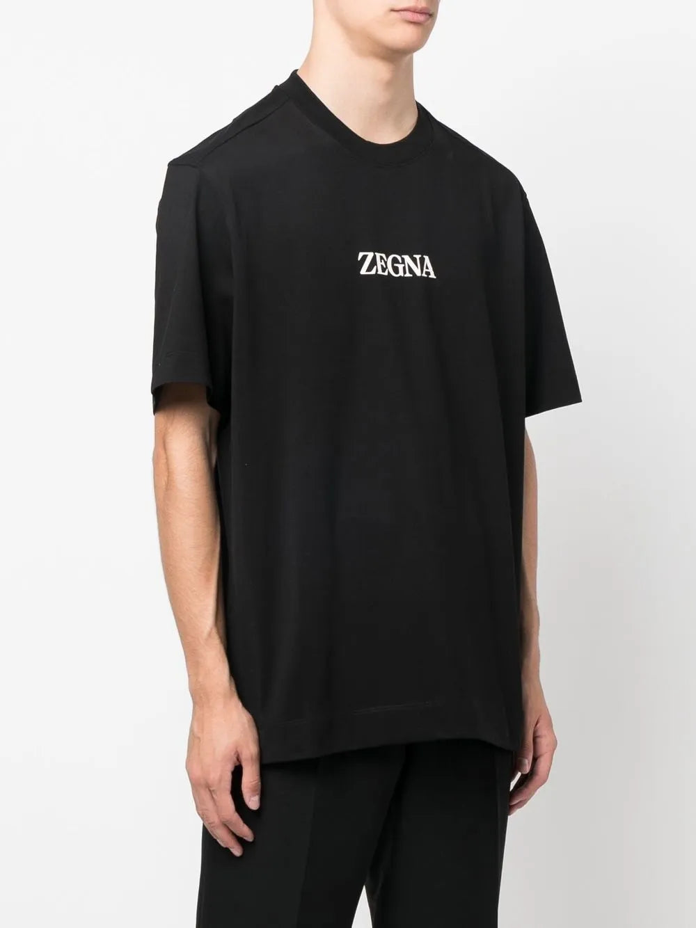 Zegna Logo Print T-Shirt Black