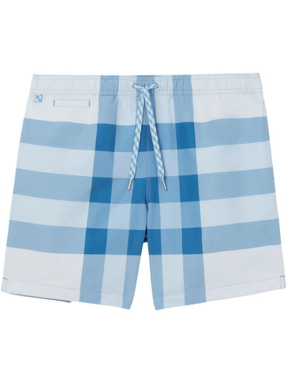 Burberry Check Print Swim Shorts Light Blue 8051248