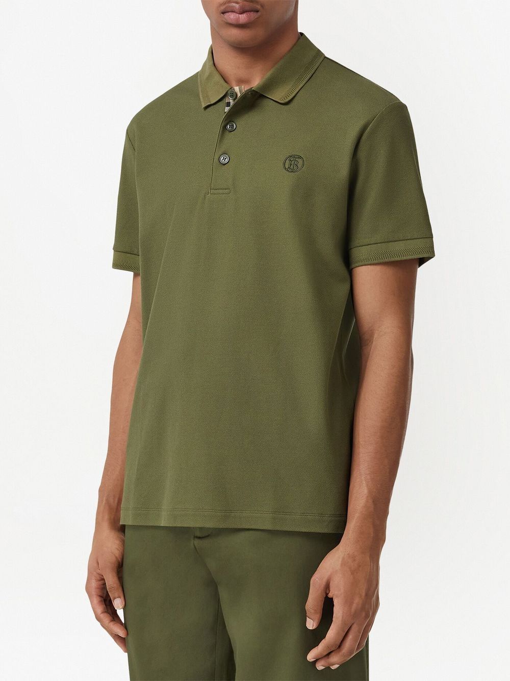 Burberry Monogram Olive Green Polo Shirt 8055226