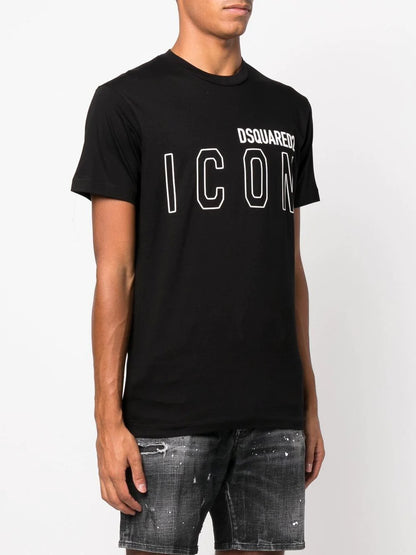 Dsquared Icon Outline Logo Print T-Shirt Black S79GC0063S23009