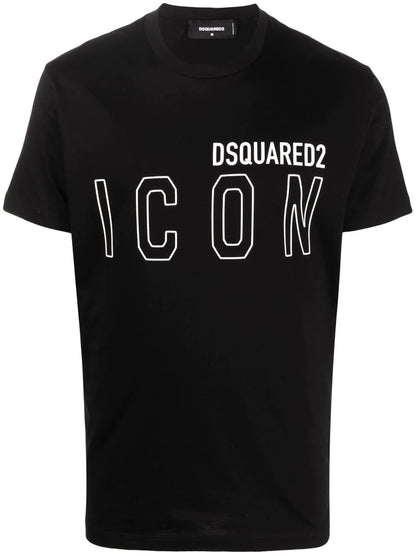 Dsquared Icon Outline Logo Print T-Shirt Black S79GC0063S23009