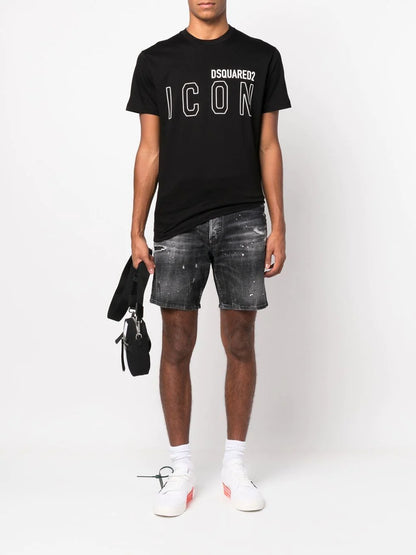 Dsquared Icon Outline Logo Print T-Shirt Black S79GC0063S23009