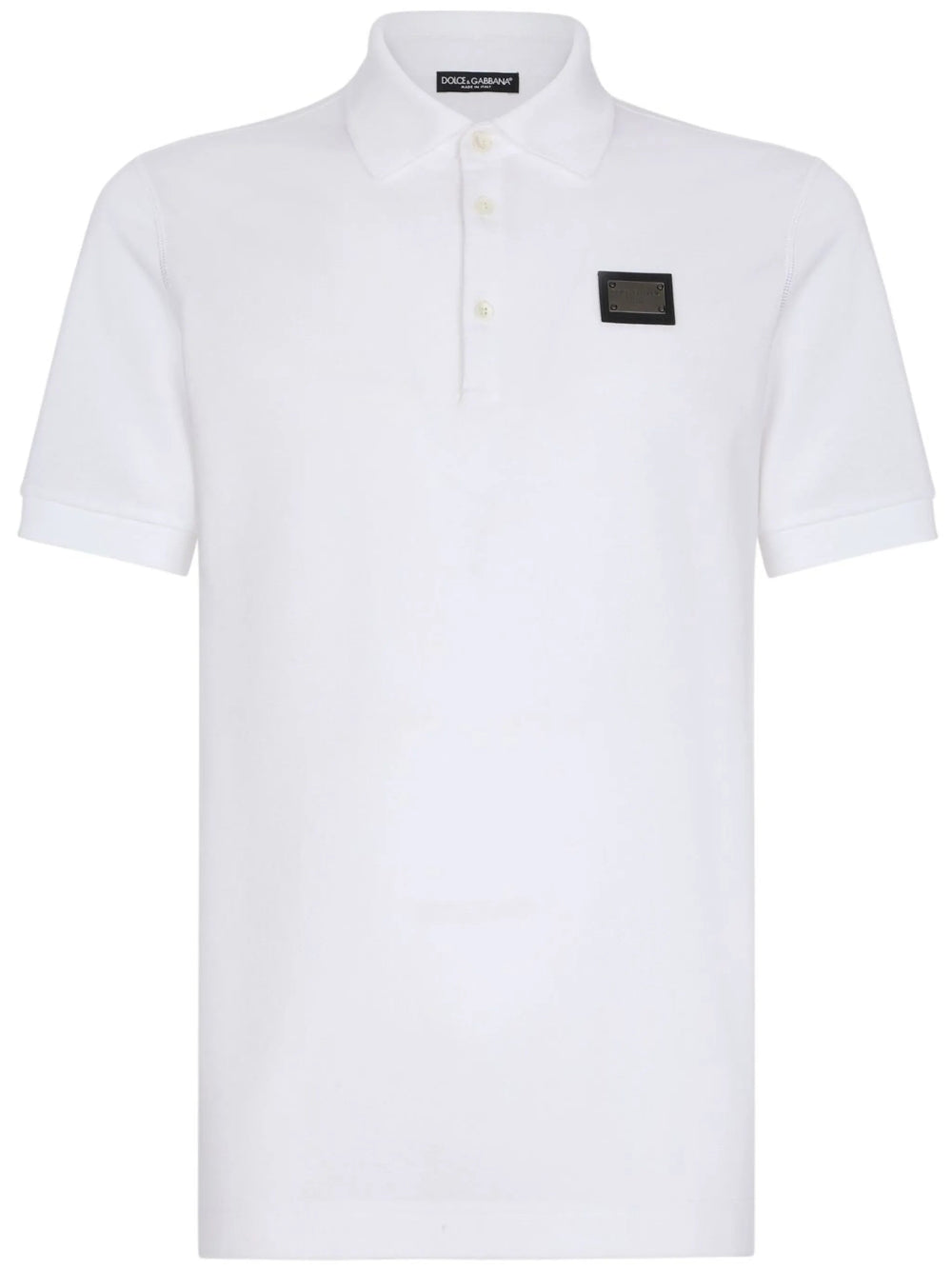 Dolce & Gabbana Logo Plaque Tag Polo Shirt White G8PL4TG7F2H