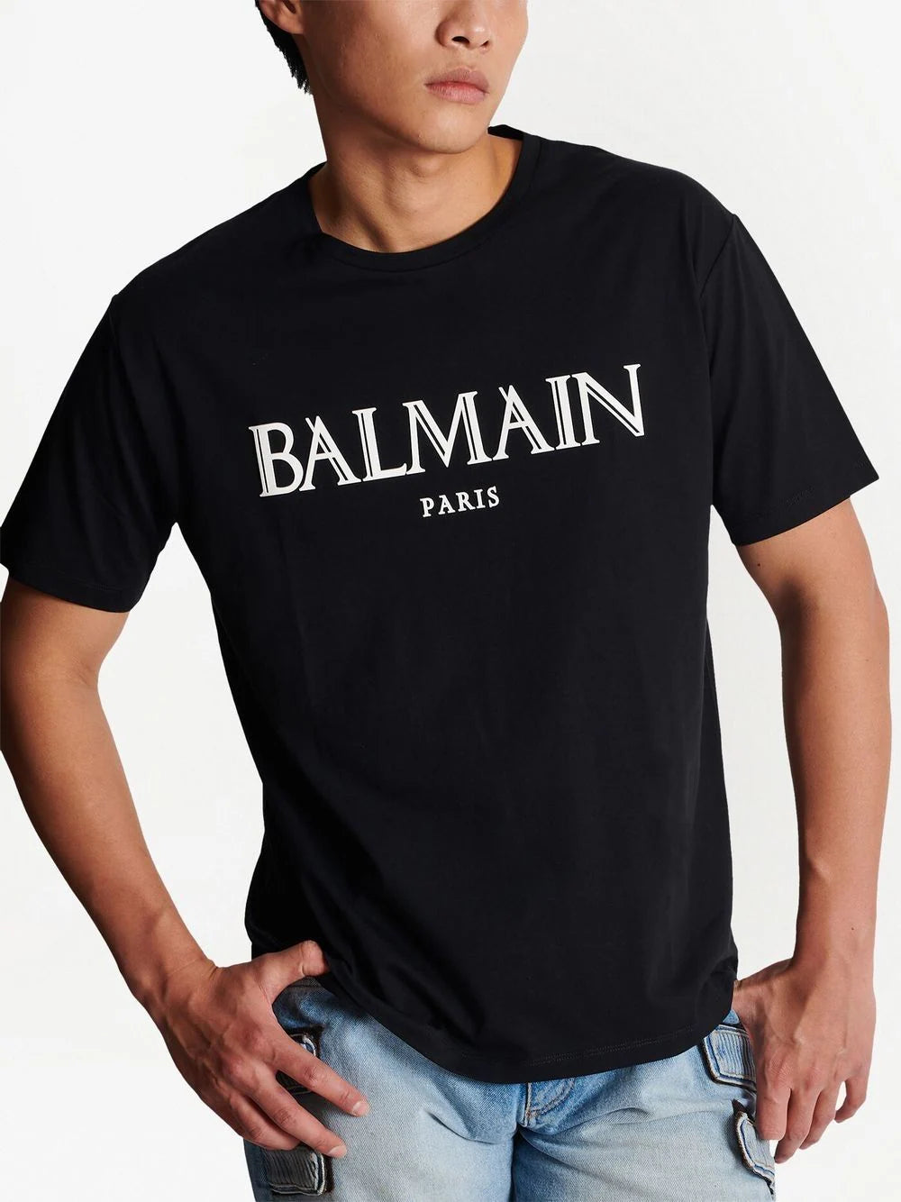 Balmain Roman Rubber Logo T-Shirt AH0EG000BC27