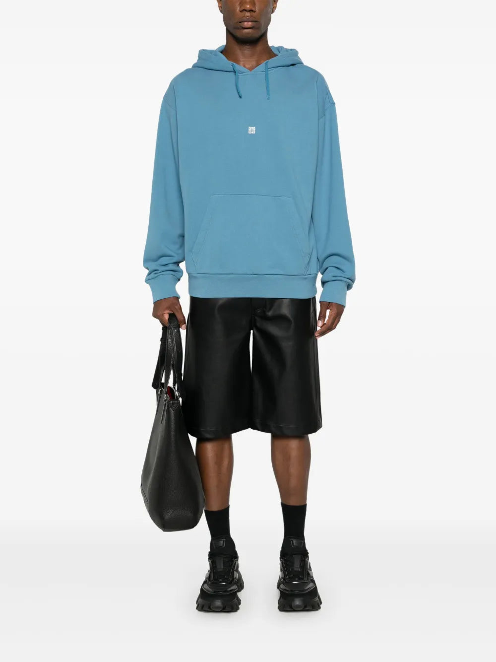 Givenchy 4G Logo Embroidered Hooded Sweatshirt Blue BMJ0LA3Y8P