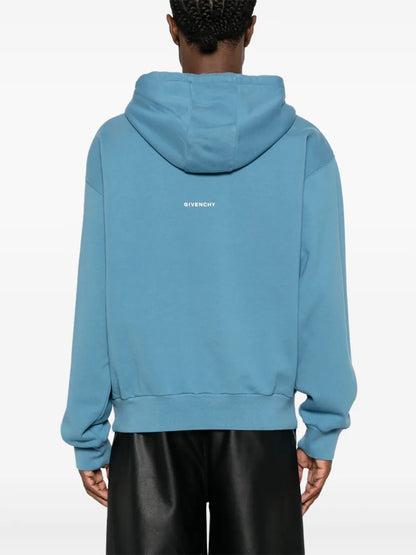 Givenchy 4G Logo Embroidered Hooded Sweatshirt Blue BMJ0LA3Y8P