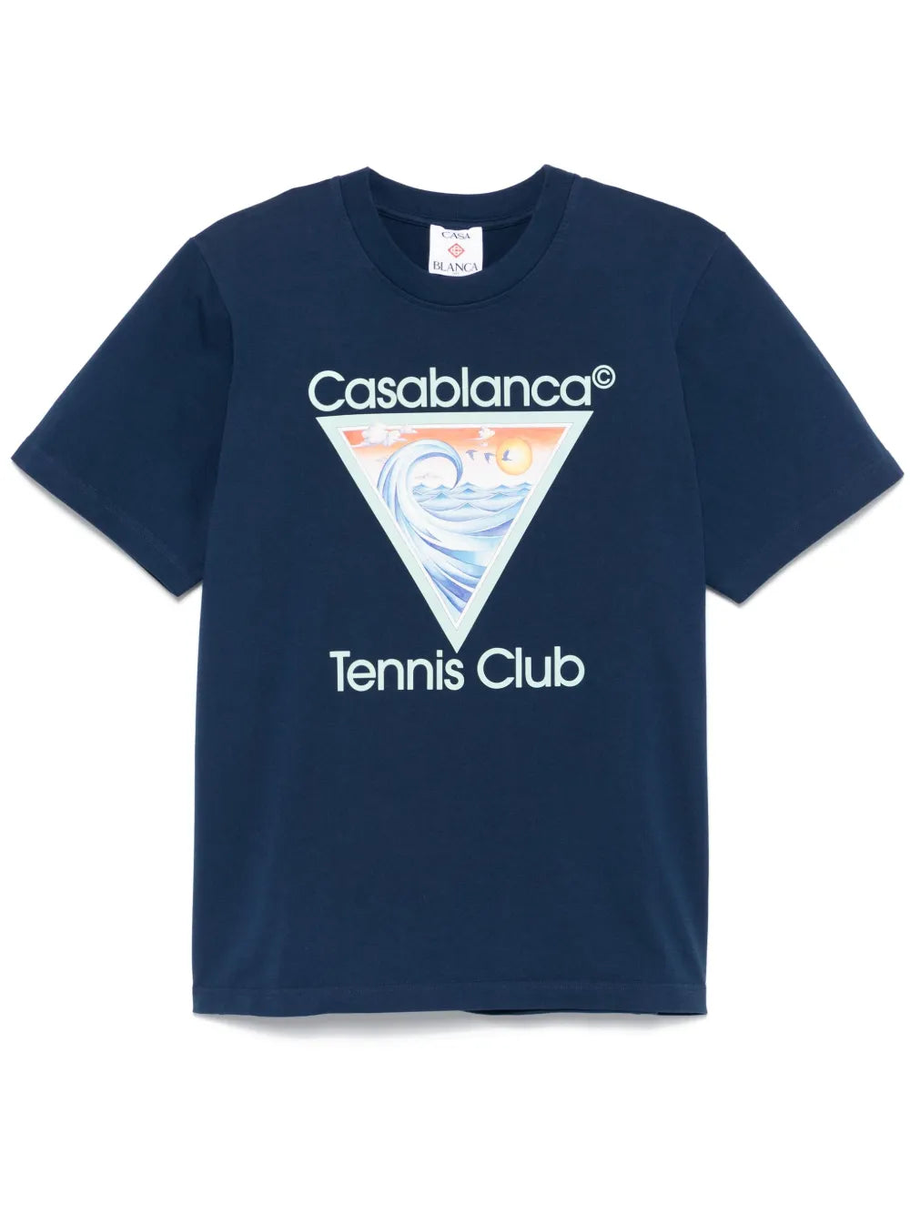 Casablanca Tennis Club Icon T-Shirt Navy Blue Beach Club