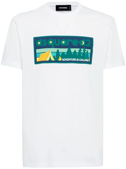 Dsquared2 Adventure is calling print cool fit t-shirt white S74GD1395