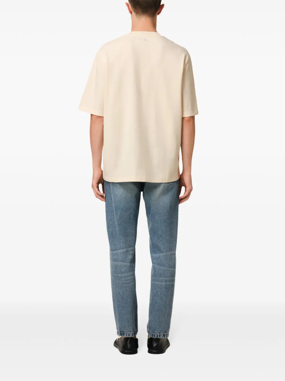 Ami Paris Patch Heart T-Shirt in Beige HTS065.726