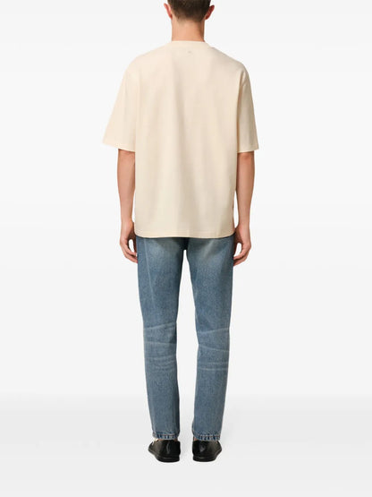Ami Paris Patch Heart T-Shirt in Beige HTS065.726