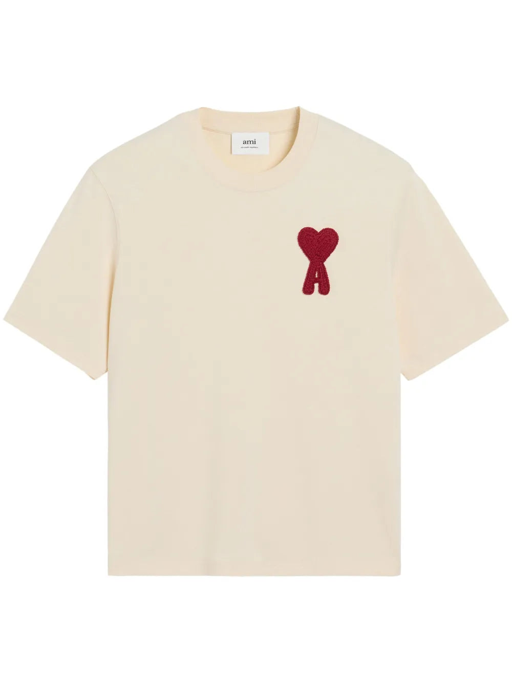 Ami Paris Patch Heart T-Shirt in Beige HTS065.726