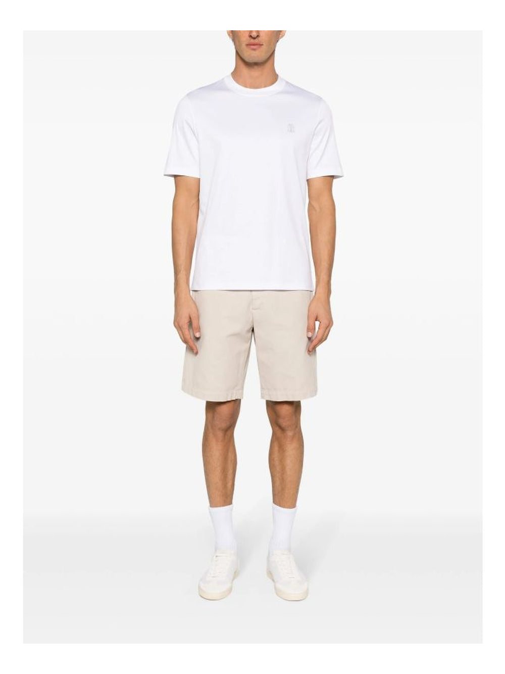 Brunello Cucinelli Logo Print Cotton Jersey T-Shirt White