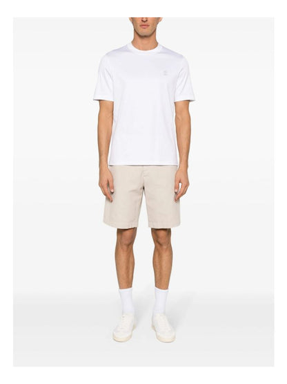 Brunello Cucinelli Logo Print Cotton Jersey T-Shirt White
