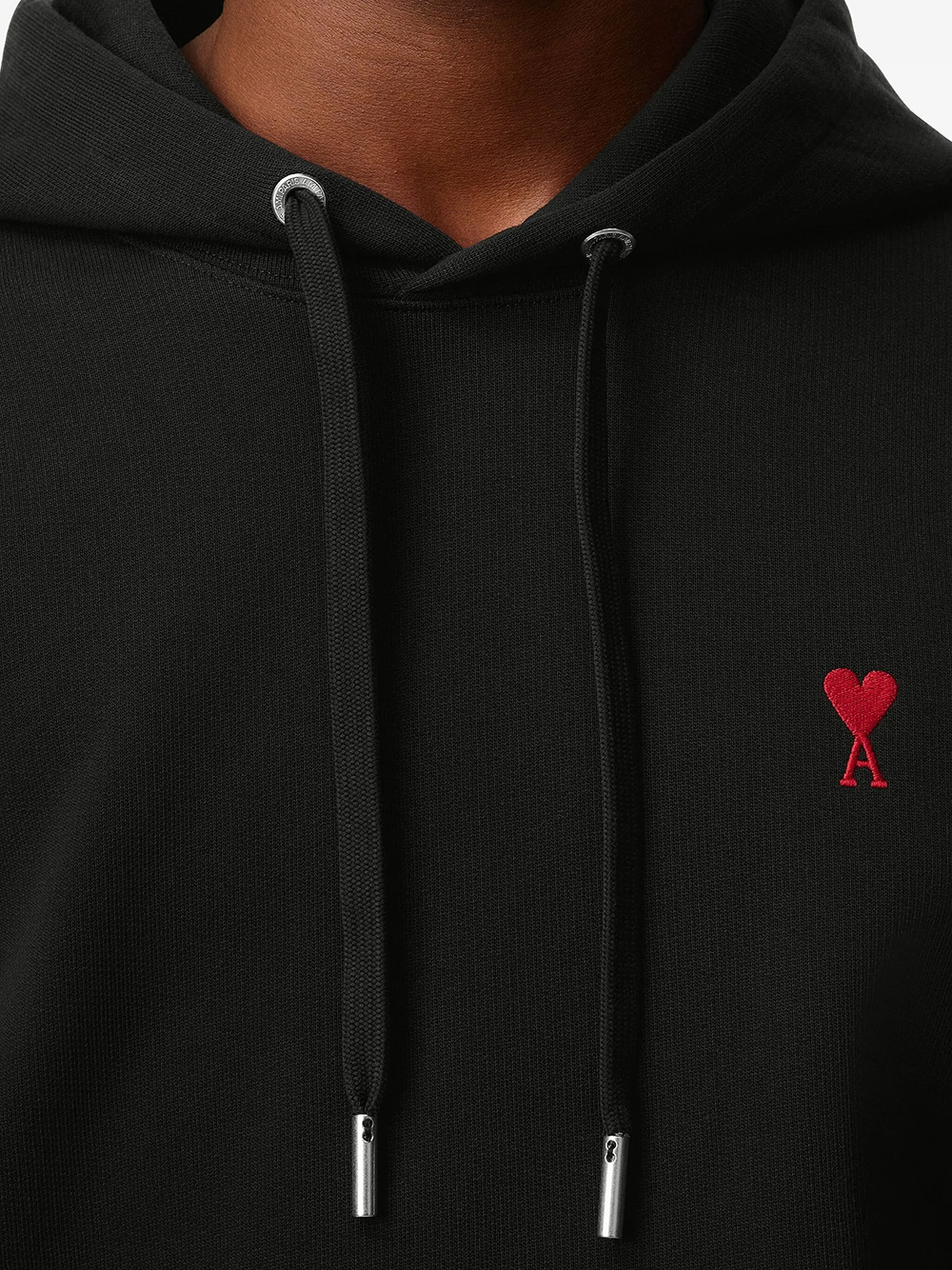 AMI Paris Heart Logo Hooded Sweatshirt Black