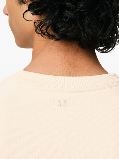 AMI Paris Heart Patch Sweatshirt Beige Cream