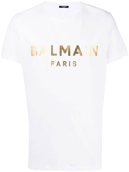 Balmain Paris Gold Foil T-Shirt White