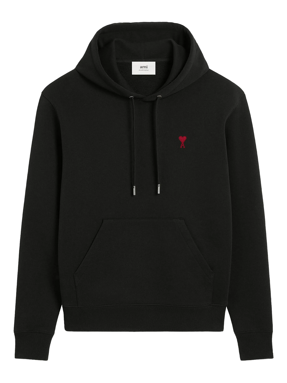 AMI Paris Heart Logo Hooded Sweatshirt Black