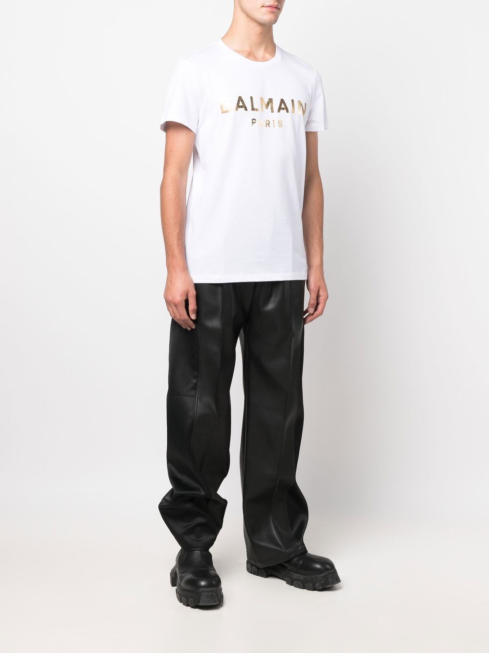 Balmain Paris Gold Foil T-Shirt White