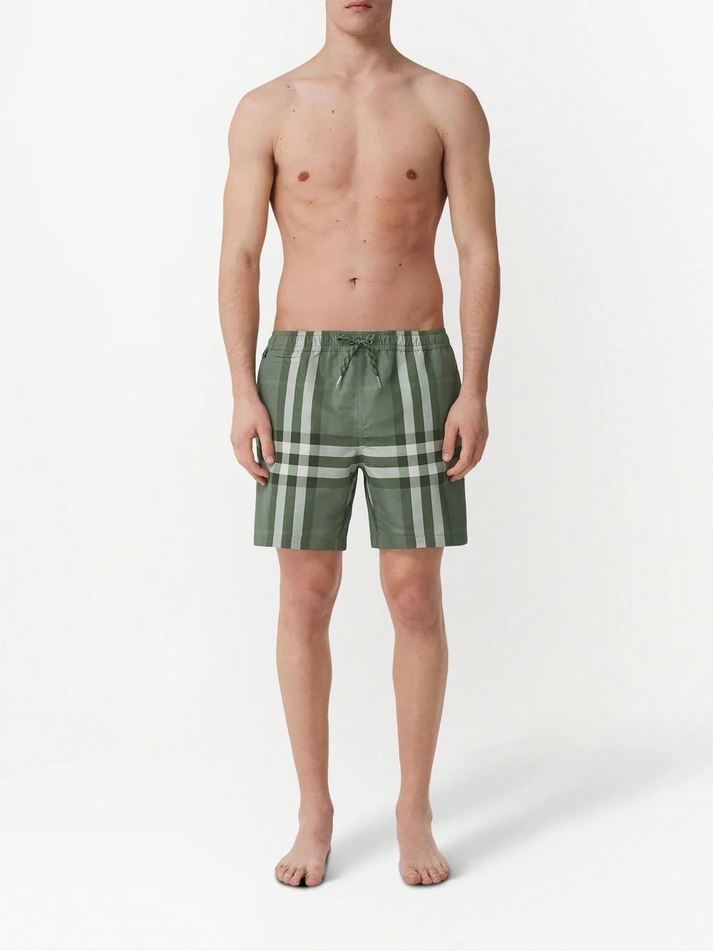 Burberry Martin Check Swim Shorts Dark Green 8051078