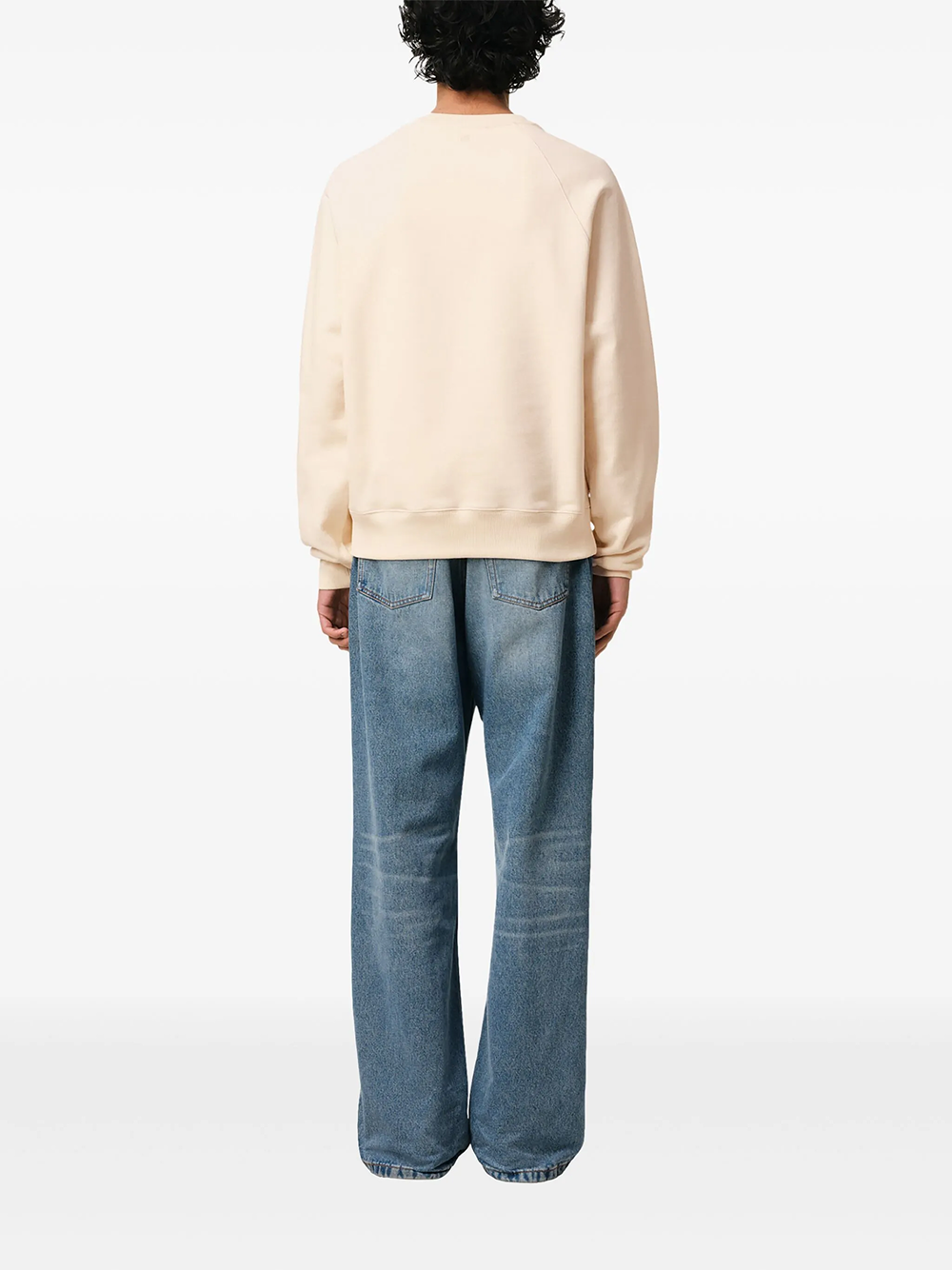 AMI Paris Heart Patch Sweatshirt Beige Cream