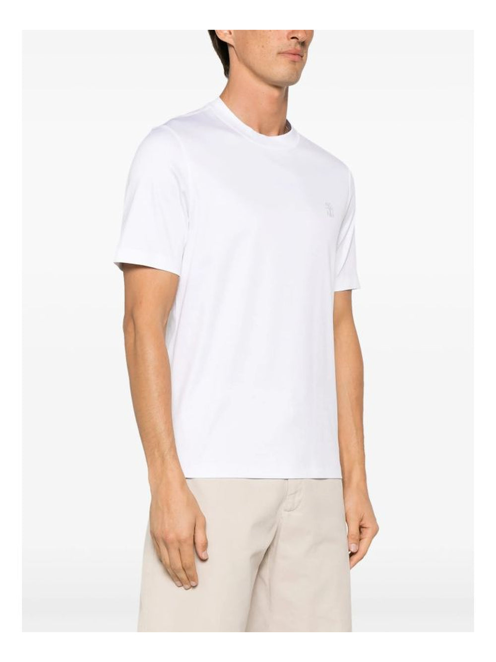 Brunello Cucinelli Logo Print Cotton Jersey T-Shirt White