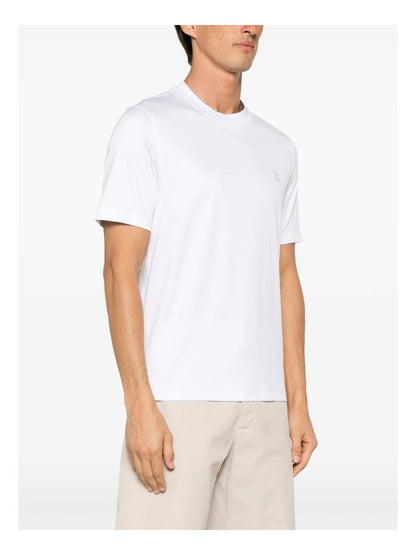 Brunello Cucinelli Logo Print Cotton Jersey T-Shirt White