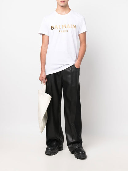 Balmain Paris Gold Foil T-Shirt White