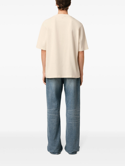 AMI Paris Heart Patch T-Shirt Beige Cream