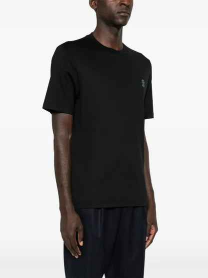 Brunello Cucinelli Logo Print Cotton Jersey T-Shirt Black M0B138440 CSQ44
