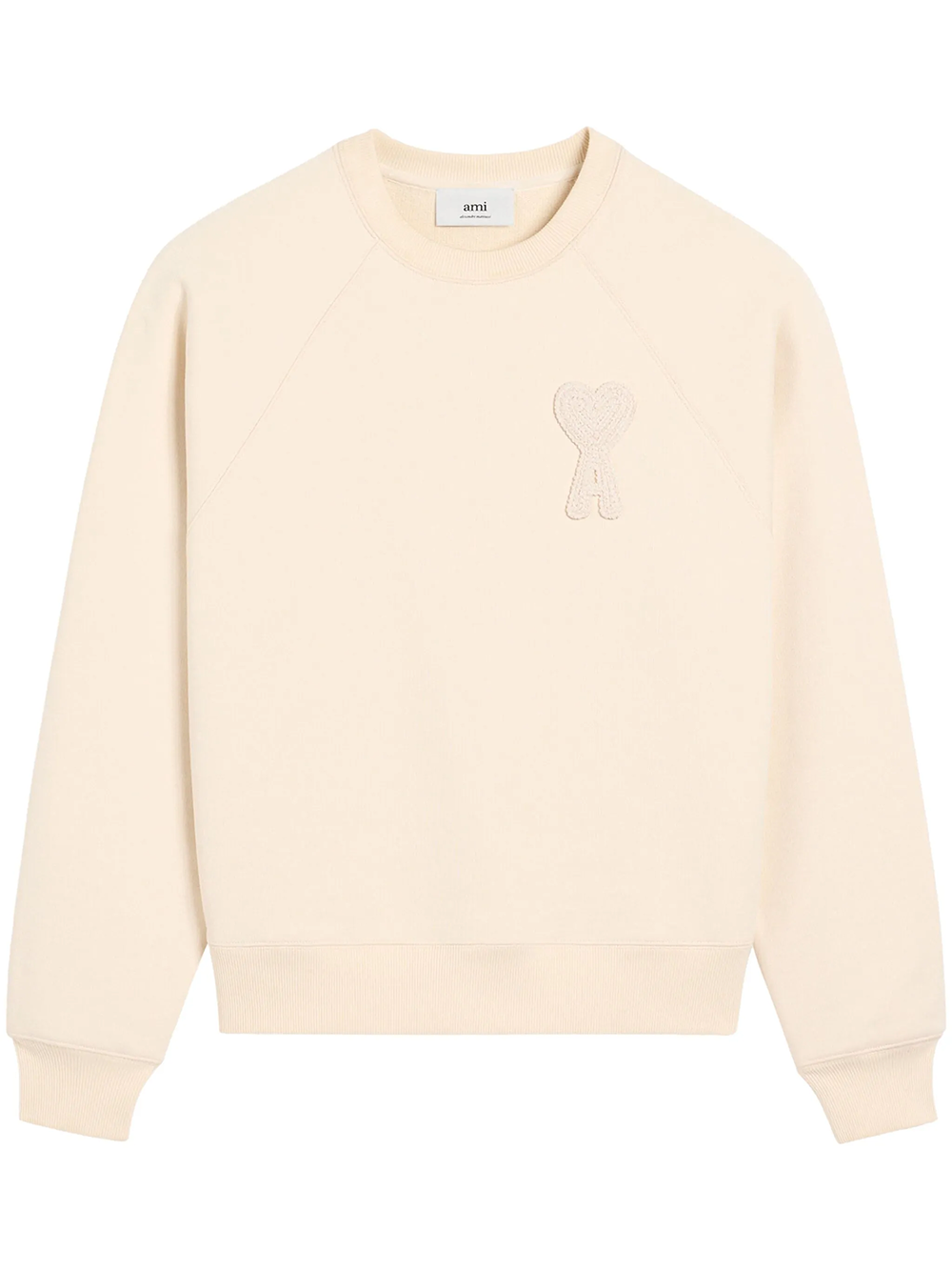 AMI Paris Heart Patch Sweatshirt Beige Cream