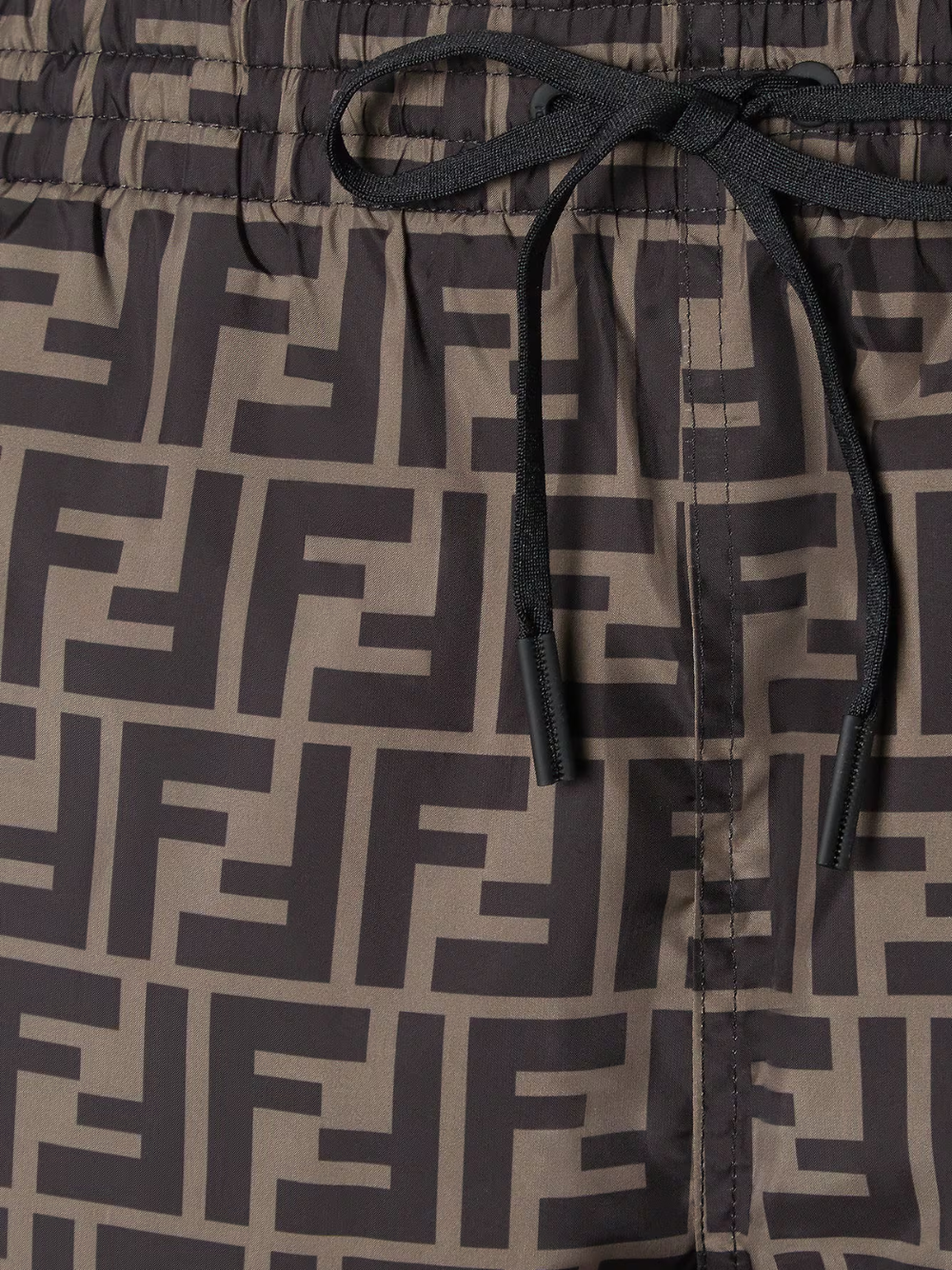 Fendi FF Monogram Drawstring Swim Shorts Brown