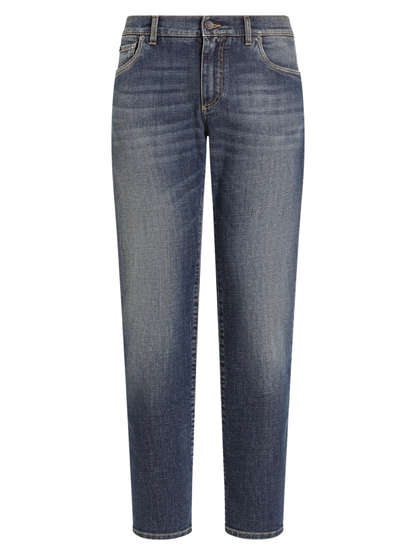 Dolce & Gabbanna Logo Plaque Blue Denim Jeans GY07CDG8GW9
