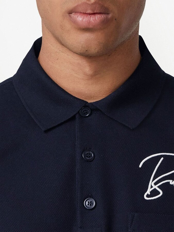 Burberry Logo Embroidered Polo Navy/Navy