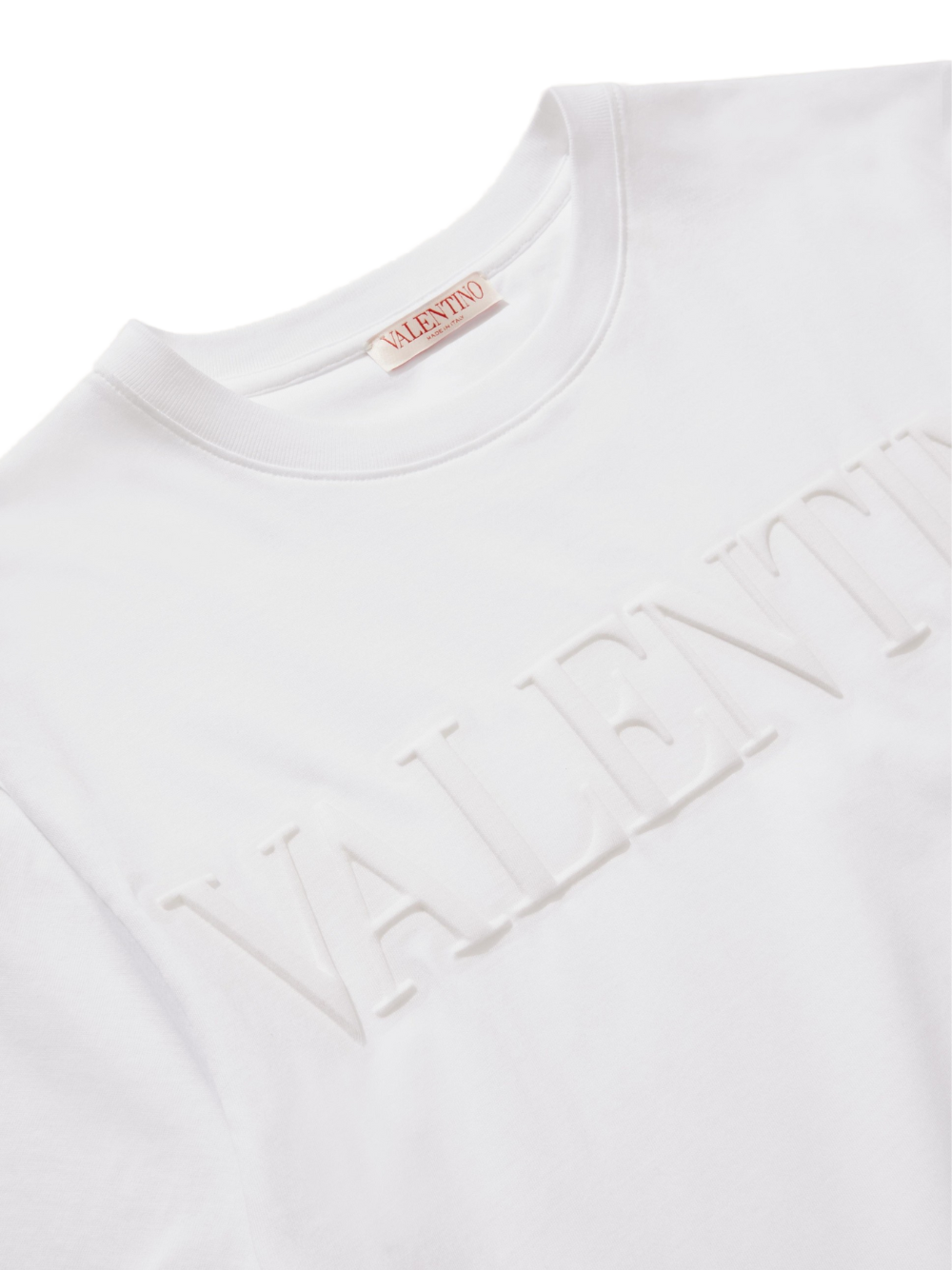 Valentino Logo Embossed T-Shirt White XV3MG08Y843