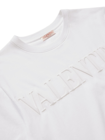 Valentino Logo Embossed T-Shirt White XV3MG08Y843