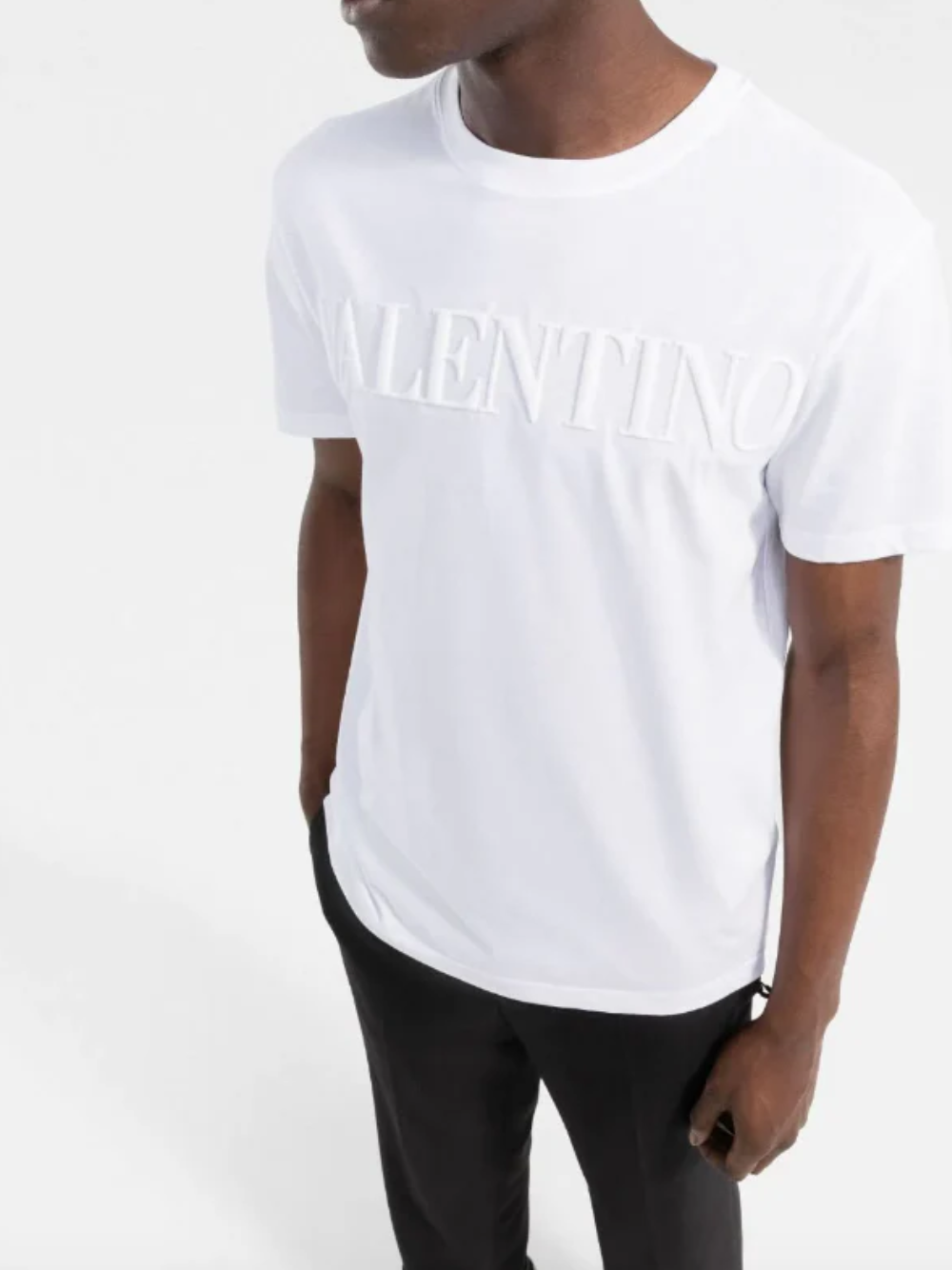 Valentino Logo Embossed T-Shirt White XV3MG08Y843