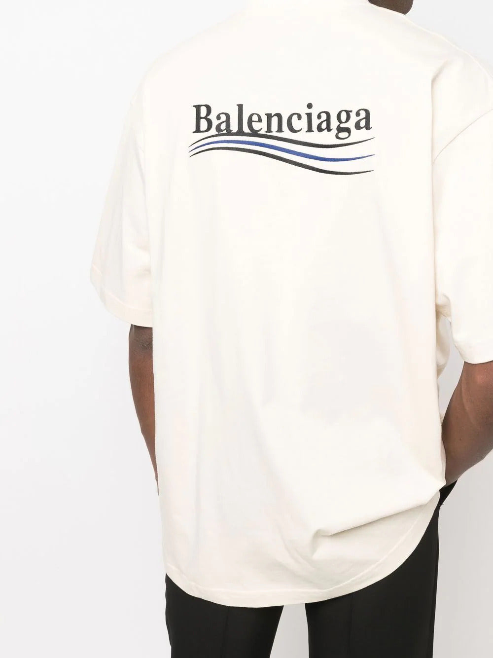 Balenciaga Political Campaign Embroidered Logo Tshirt Black  The  Factory KL